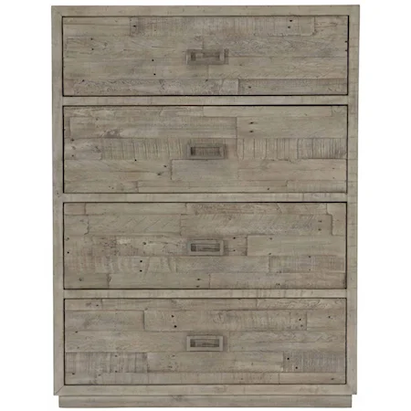 Shaw Rustic-Modern 4-Drawer Chest Solid Wood Overlays